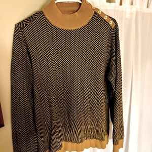 ✨Sweater Weather✨Calvin Klein Tan & Black Herringbone Sweater size L
